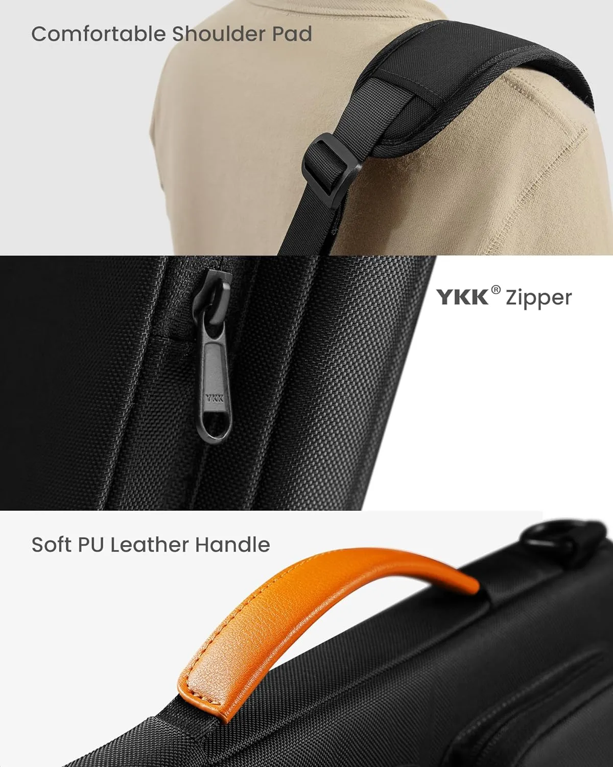 tomtoc 360° Protective Laptop Shoulder Bag for 15.6 Inch Laptop, Fit Acer Aspire 3/5/7, Dell Inspiron/XPS, ASUS ROG/TUF, Lenovo ThinkPad L/E/T/P/V, Waterproof Accessory Case