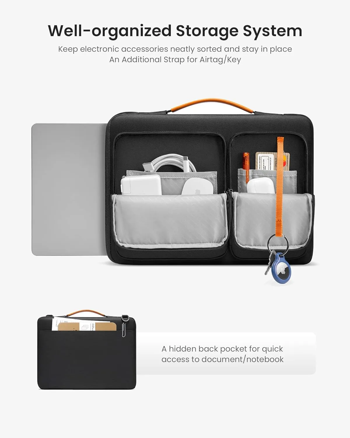 tomtoc 360° Protective Laptop Shoulder Bag for 15.6 Inch Laptop, Fit Acer Aspire 3/5/7, Dell Inspiron/XPS, ASUS ROG/TUF, Lenovo ThinkPad L/E/T/P/V, Waterproof Accessory Case