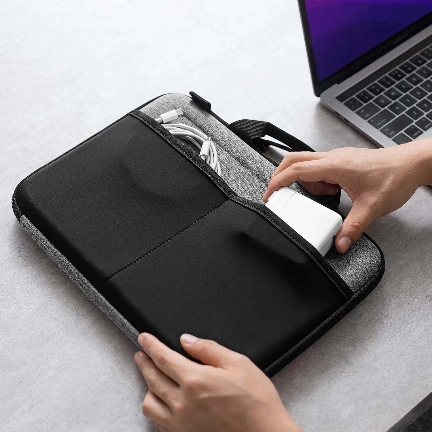Tomtoc Hardshell Laptop Shoulder Bag for 16-inch MacBook Pro/Air, Organized Protective Hard Case with Tablet Pocket for Up to 13 Inch iPad Pro