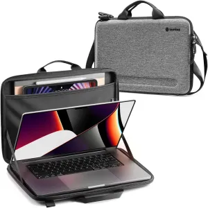 Tomtoc Hardshell Laptop Shoulder Bag for 16-inch MacBook Pro/Air, Organized Protective Hard Case with Tablet Pocket for Up to 13 Inch iPad Pro
