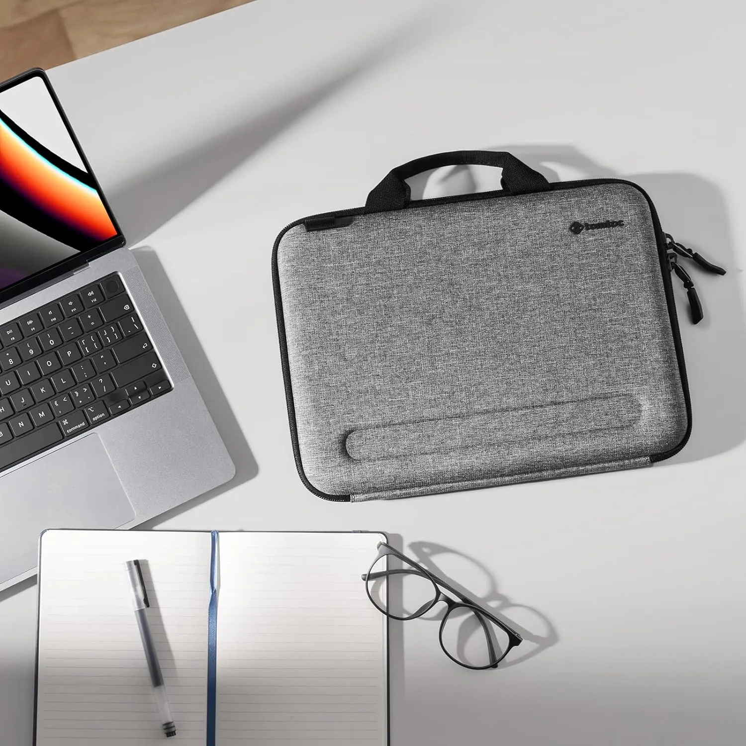 Tomtoc Hardshell Laptop Shoulder Bag for 16-inch MacBook Pro/Air, Organized Protective Hard Case with Tablet Pocket for Up to 13 Inch iPad Pro
