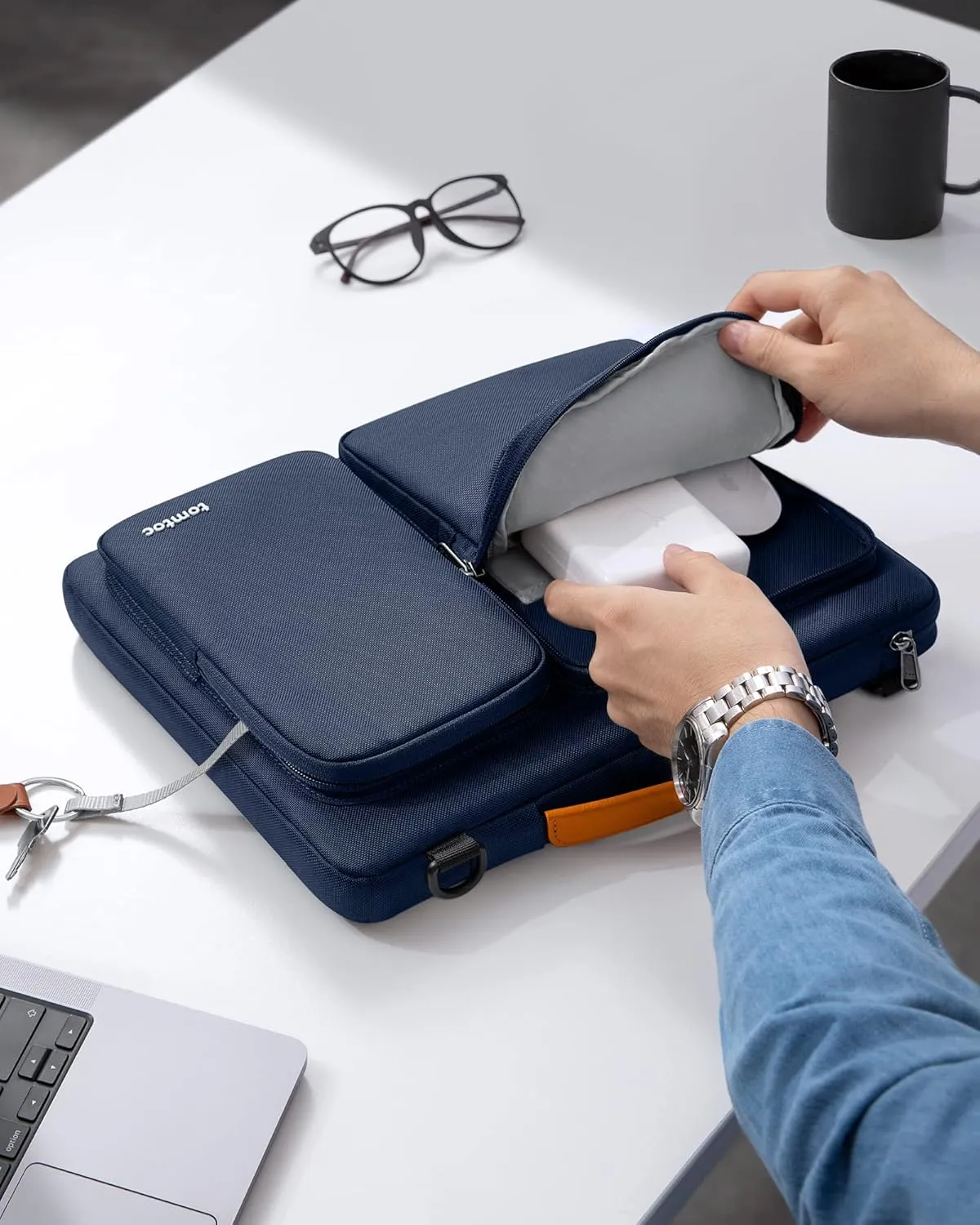 tomtoc Laptop Shoulder Bag for 14 Inch MacBook Pro M4/M3/M2/M1 Pro/Max 2024-2021, 13.5-14.4 Surface Laptop 6/5/Studio 2, Surface Book 3, 360 Protective Case Fit Asus VivoBook