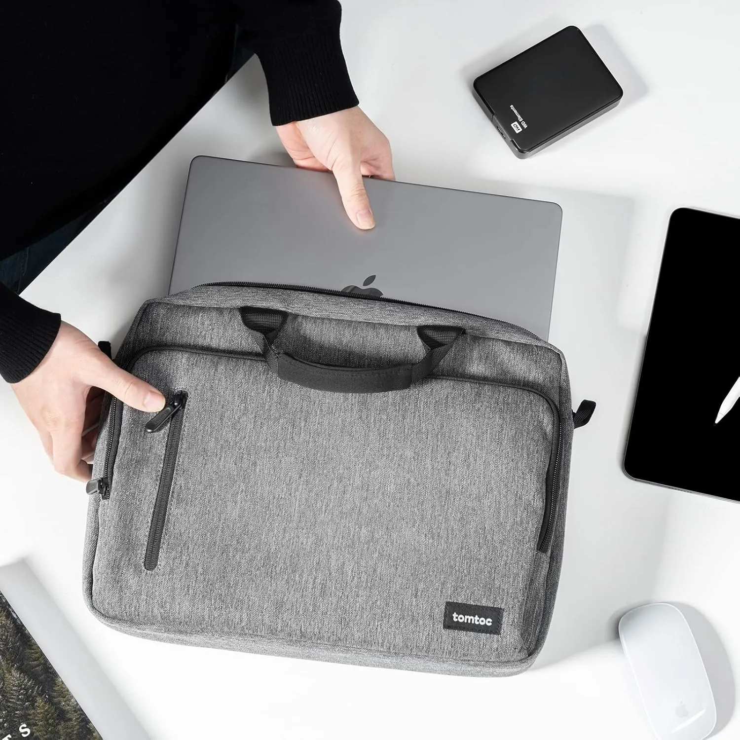 tomtoc Protective Laptop Shoulder Bag for 15.6 Inch Universal HP Dell Acer ASUS Lenovo Laptop Chromebook Ultrabook, Multi-Functional Business Laptop Briefcase for 15 16 In MacBook Air/Pro M4/M3/M2/M1