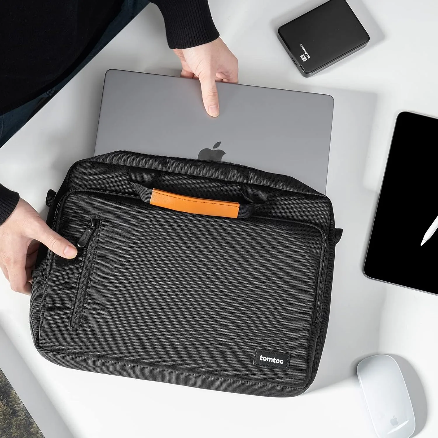 tomtoc Protective Laptop Shoulder Bag for 15.6 Inch Universal HP Dell Acer ASUS Lenovo Laptop Chromebook Ultrabook, Multi-Functional Business Laptop Briefcase for 15 16 In MacBook Air/Pro M4/M3/M2/M1