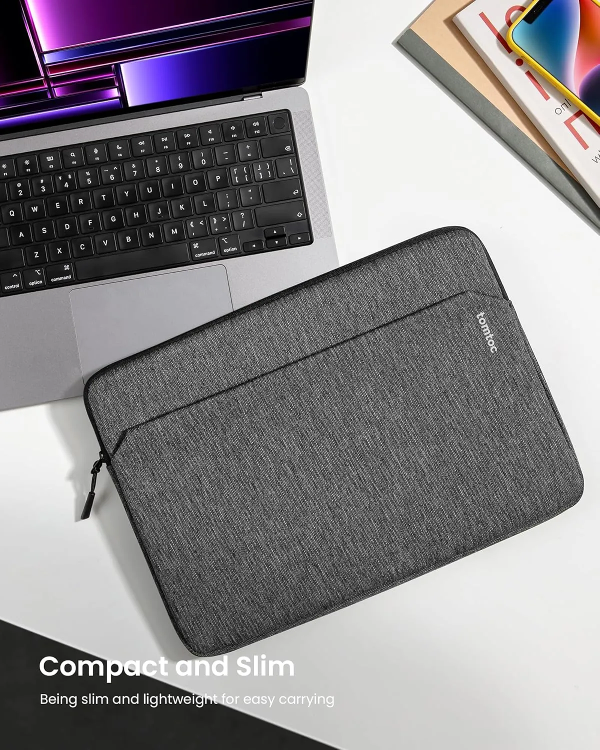 tomtoc Slim Laptop Sleeve for 15-inch 2025 New MacBook Air M4/A3241, M3/A3114, M2/A2941, 15 Inch Microsoft Surface Laptop AI PC/6/5, Dell XPS 15 Plus, Recycled Water-Resistant Protective Case Bag