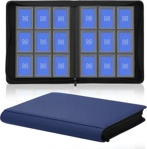 Toploader Binder,Trading Card Binder Storage Hold up 288 Cards 9-Pocket Top Loader Binder with Sleeves for 3"x4" Rigid Toploaders Hard Cases (9Navy Blue)