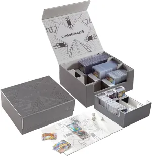 Toploader Card Storage Boxes, Magnetic Closure Trading Card Deck Box, PU Leather Card Box Storage Case for Magic Commander YugiOh TCG TGG Cards Sports Cards(New Grey)