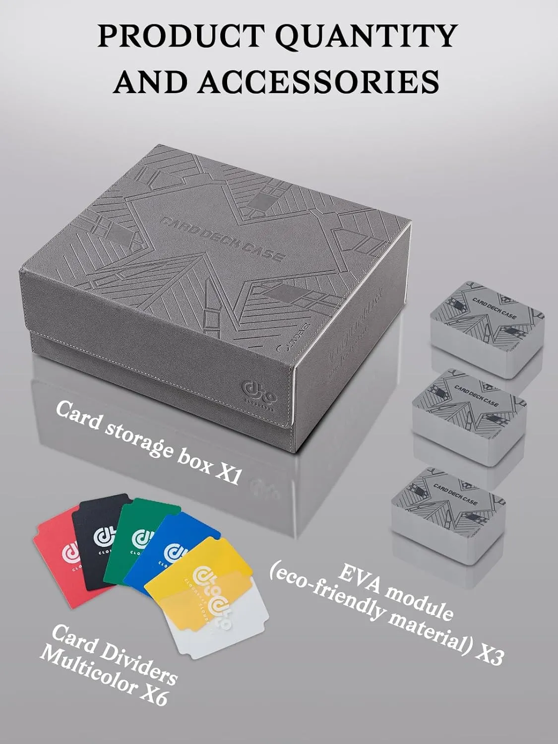 Toploader Card Storage Boxes, Magnetic Closure Trading Card Deck Box, PU Leather Card Box Storage Case for Magic Commander YugiOh TCG TGG Cards Sports Cards(New Grey)