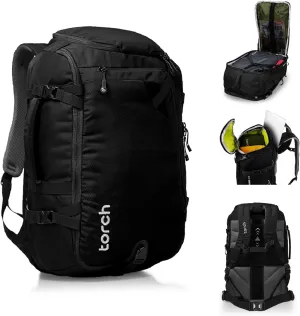 torch Travel Backpack 40L - Carry On Flight Approved Hiking Backpack with Rain Cover for Working, Camping, Outdoor - Takahagi (Black)