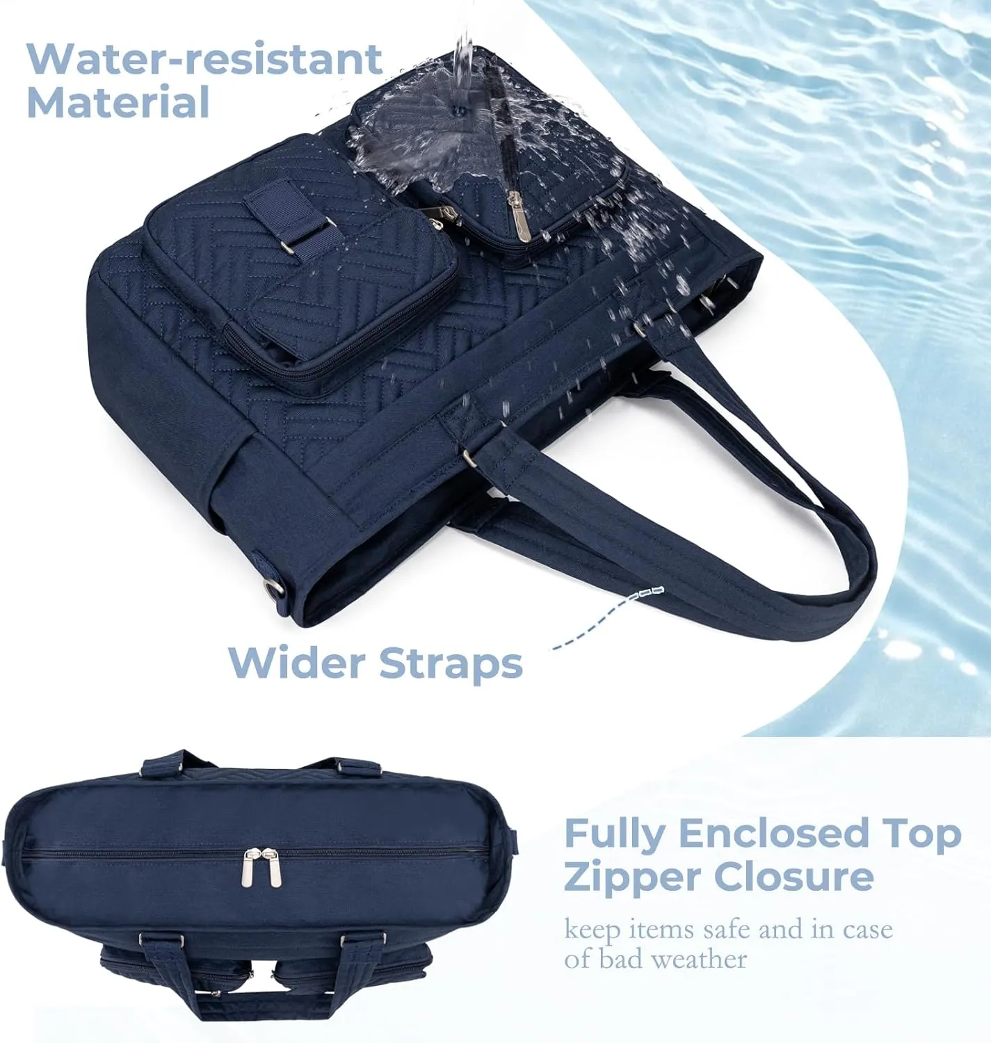 Tote Bag for Women Work Tote Bag with 15.6 Inch Laptop Compartment Quilted Teacher Laptop Bag with Zipper