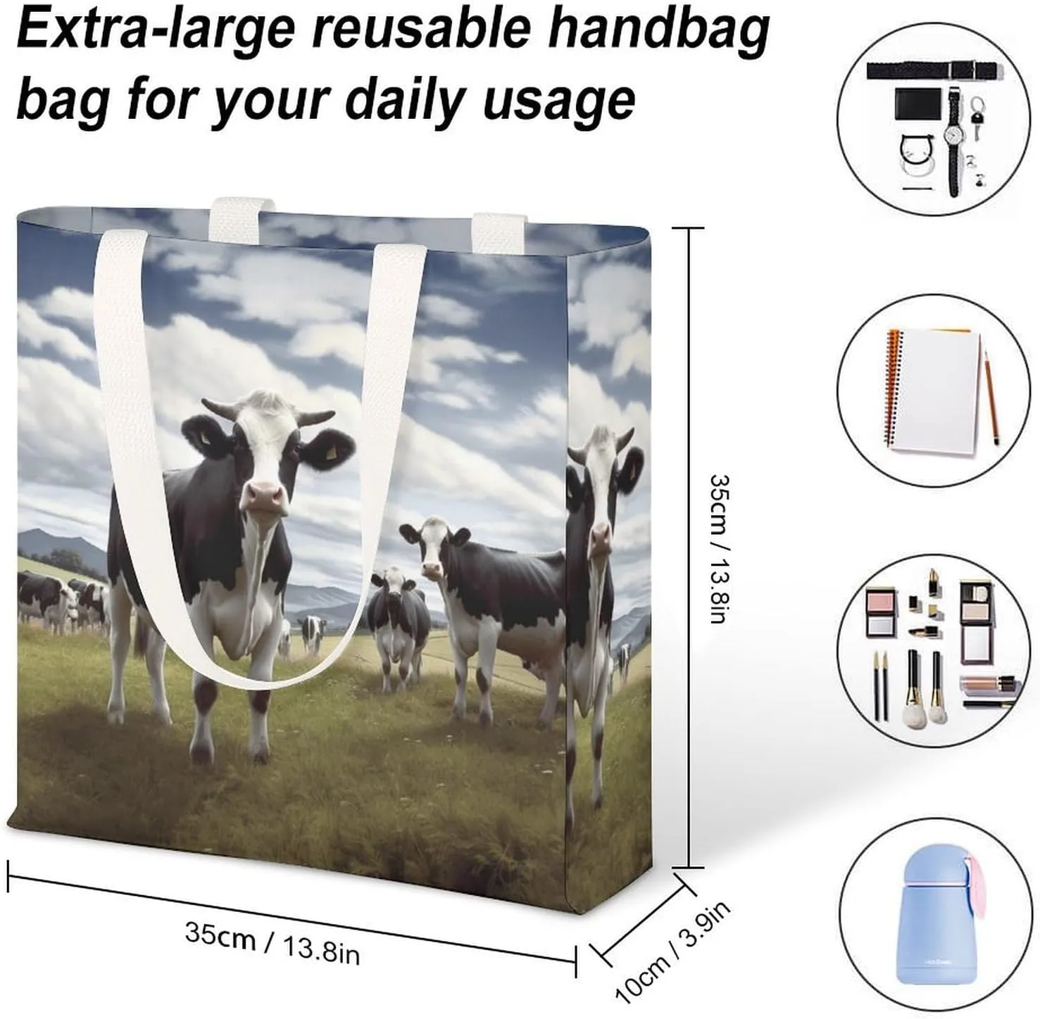 Tote Bag Laptop Handbag Elk Artwork Grocery Bag Canvas Shoulder Bag Crossbody Bag for Travel