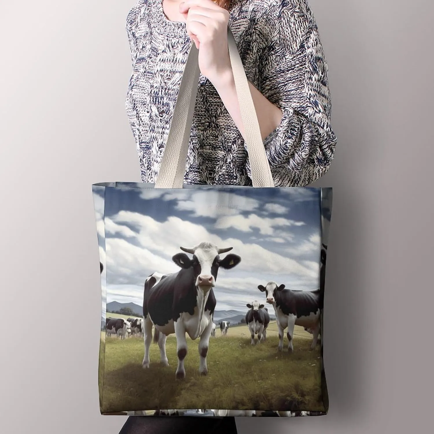 Tote Bag Laptop Handbag Elk Artwork Grocery Bag Canvas Shoulder Bag Crossbody Bag for Travel