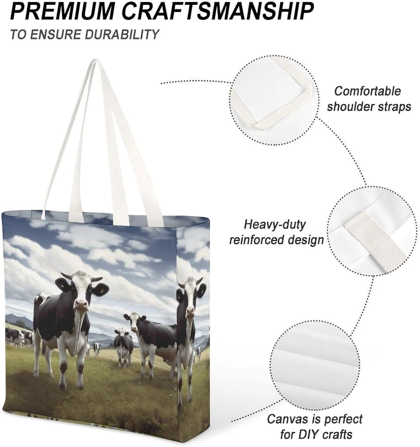 Tote Bag Laptop Handbag Elk Artwork Grocery Bag Canvas Shoulder Bag Crossbody Bag for Travel