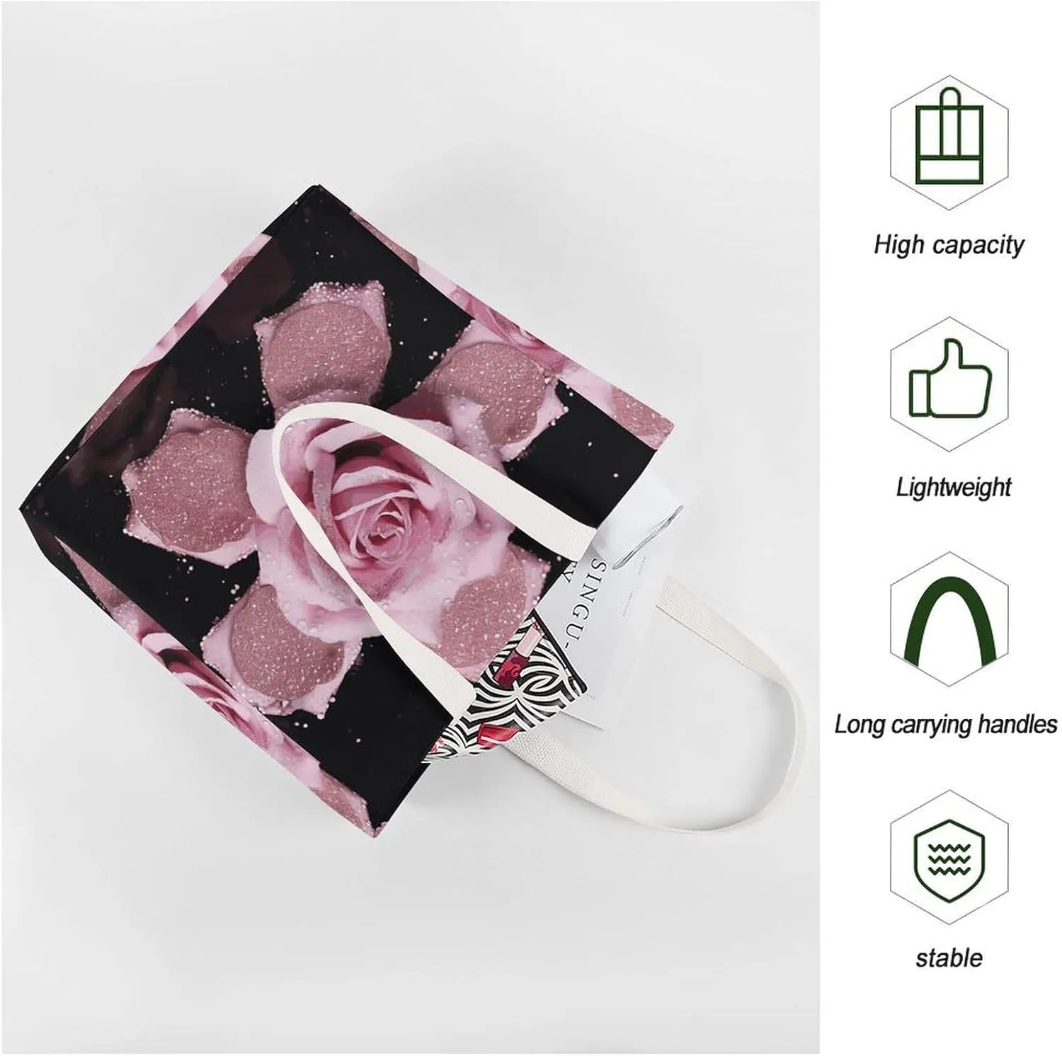 Tote Bag Laptop Handbag Glowing Zebra Grocery Bag Canvas Shoulder Bag Crossbody Bag for Travel