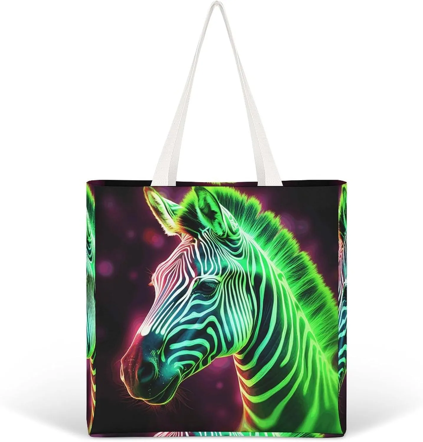Tote Bag Laptop Handbag Glowing Zebra Grocery Bag Canvas Shoulder Bag Crossbody Bag for Travel