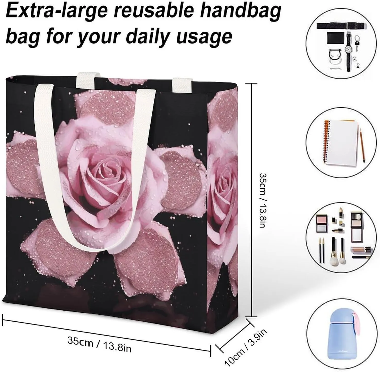 Tote Bag Laptop Handbag Glowing Zebra Grocery Bag Canvas Shoulder Bag Crossbody Bag for Travel