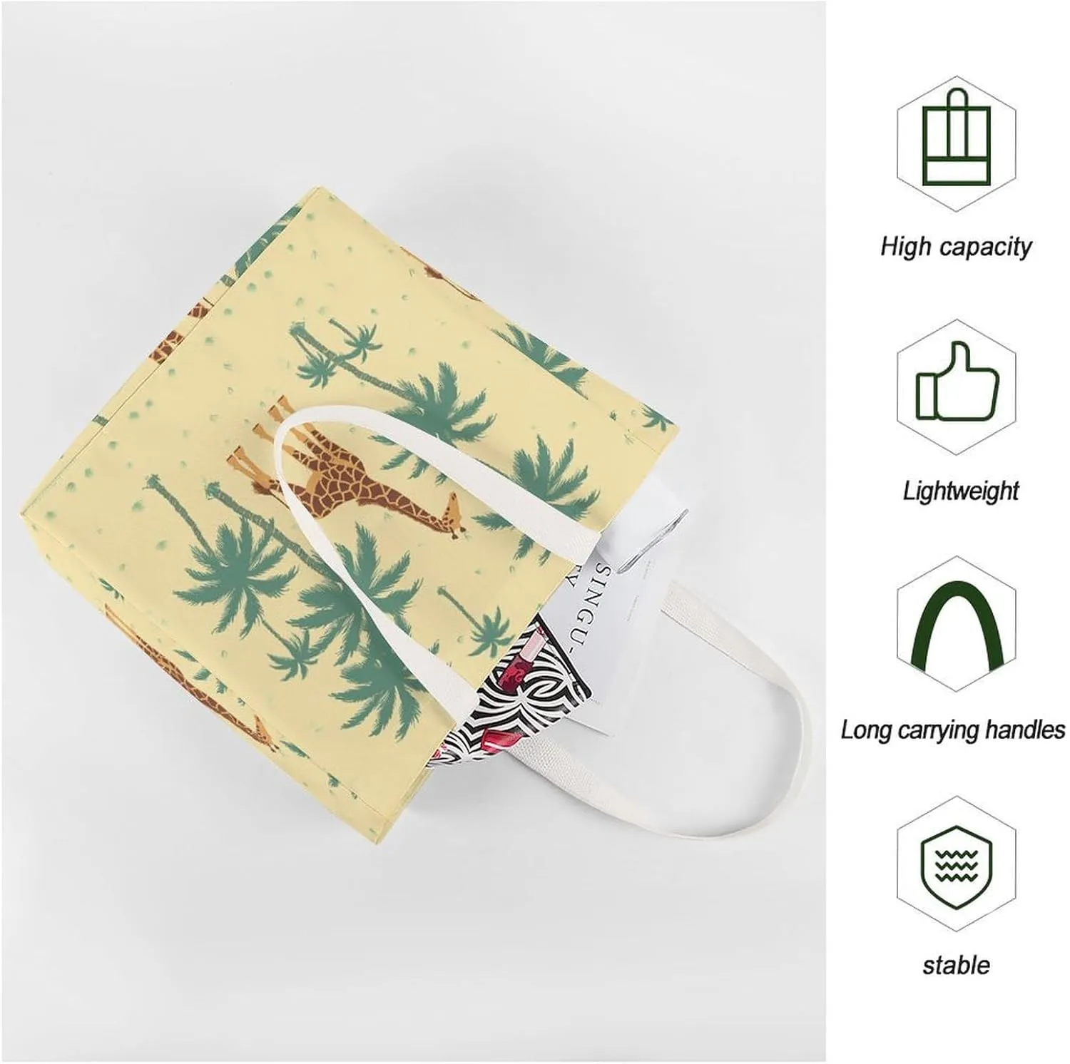 Tote Bag Laptop Handbag Glowing Zebra Grocery Bag Canvas Shoulder Bag Crossbody Bag for Travel