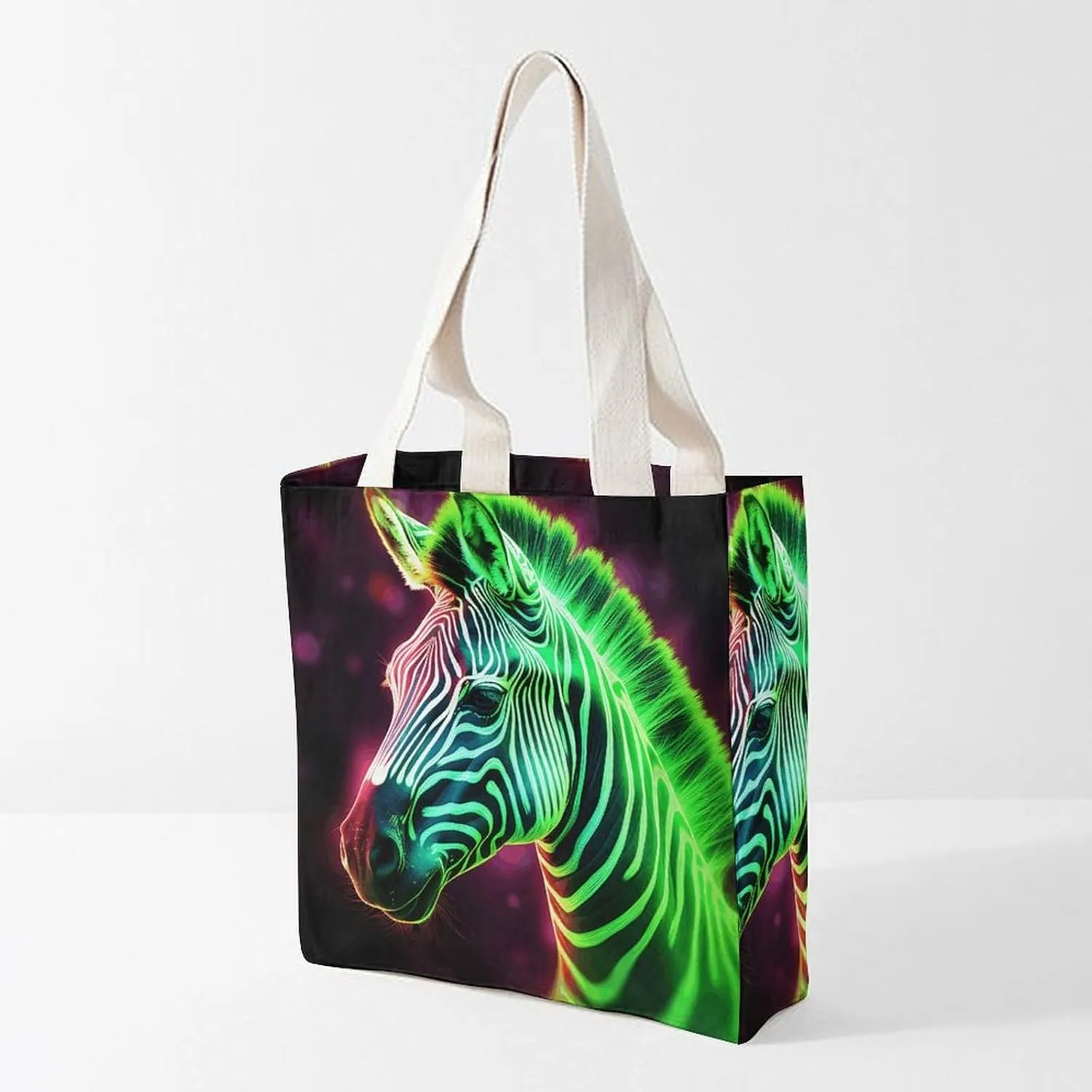 Tote Bag Laptop Handbag Glowing Zebra Grocery Bag Canvas Shoulder Bag Crossbody Bag for Travel