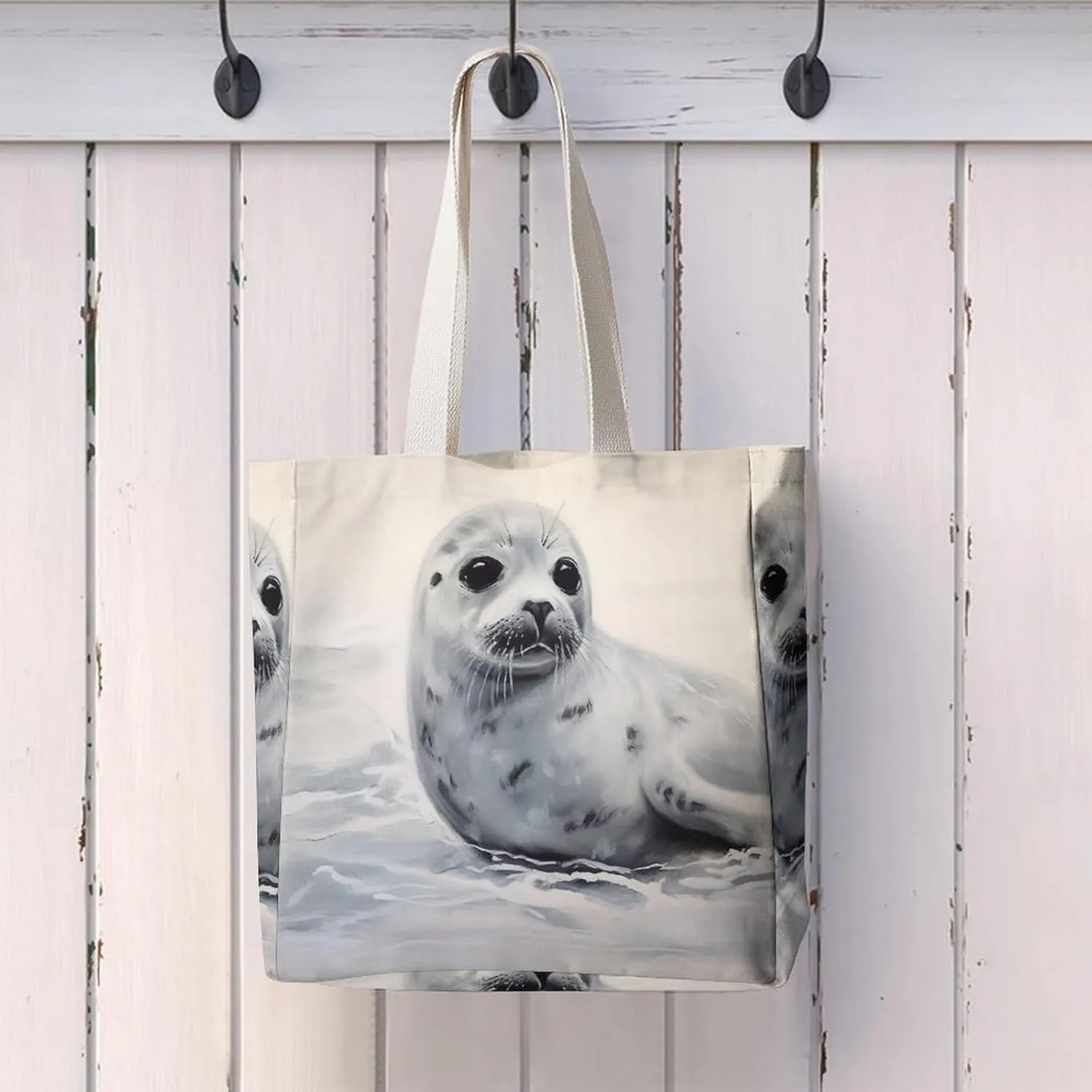 Tote Bag Laptop Handbag Gray Animals Grocery Bag Canvas Shoulder Bag Crossbody Bag for Travel