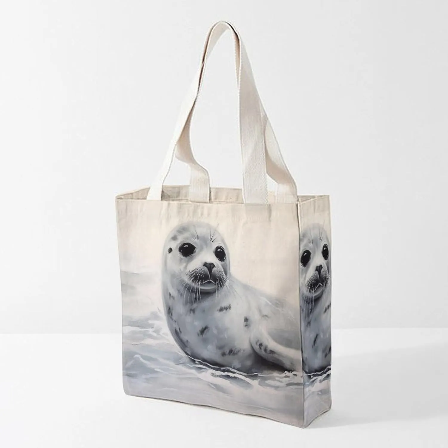 Tote Bag Laptop Handbag Gray Animals Grocery Bag Canvas Shoulder Bag Crossbody Bag for Travel