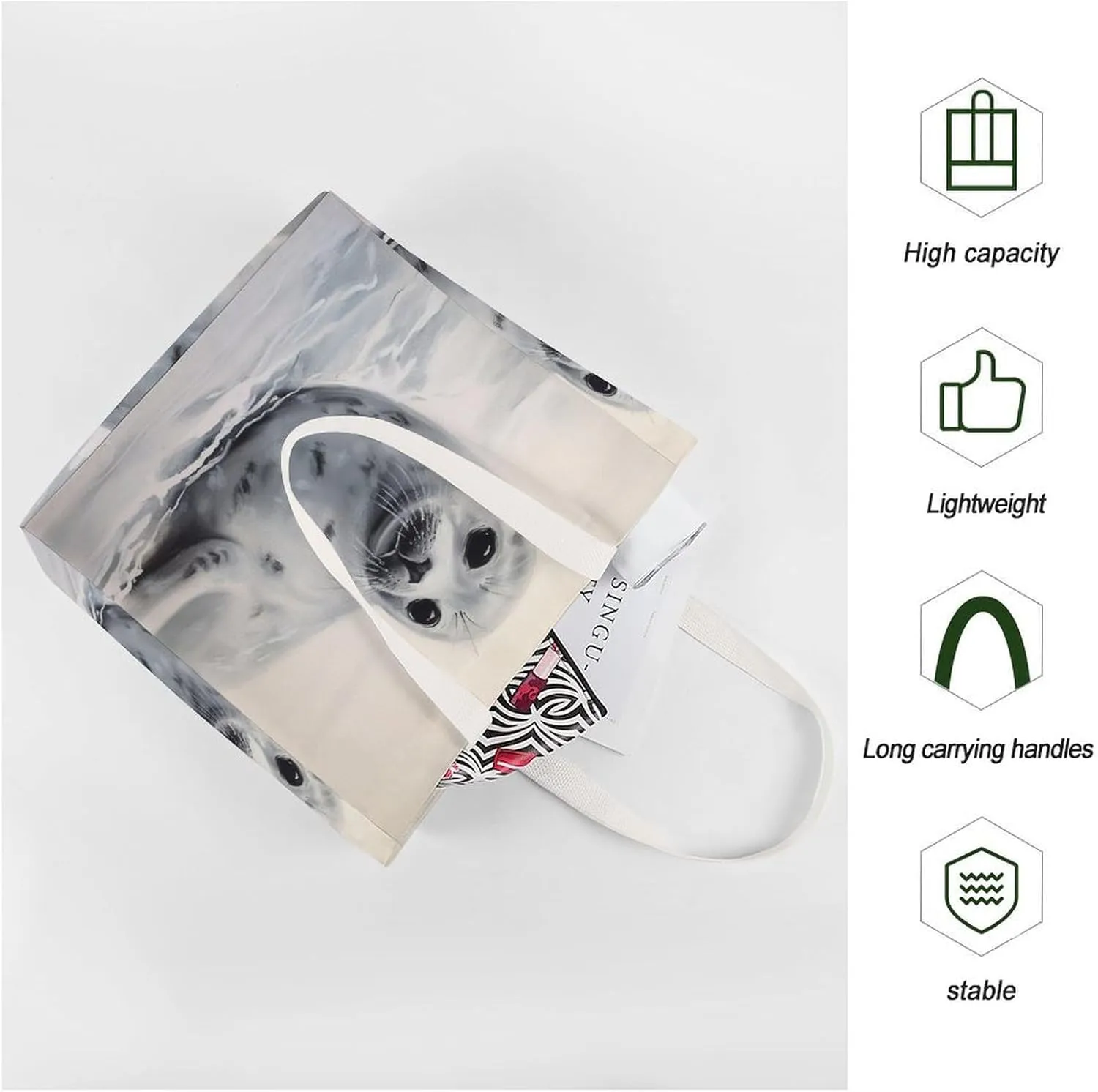 Tote Bag Laptop Handbag Gray Animals Grocery Bag Canvas Shoulder Bag Crossbody Bag for Travel