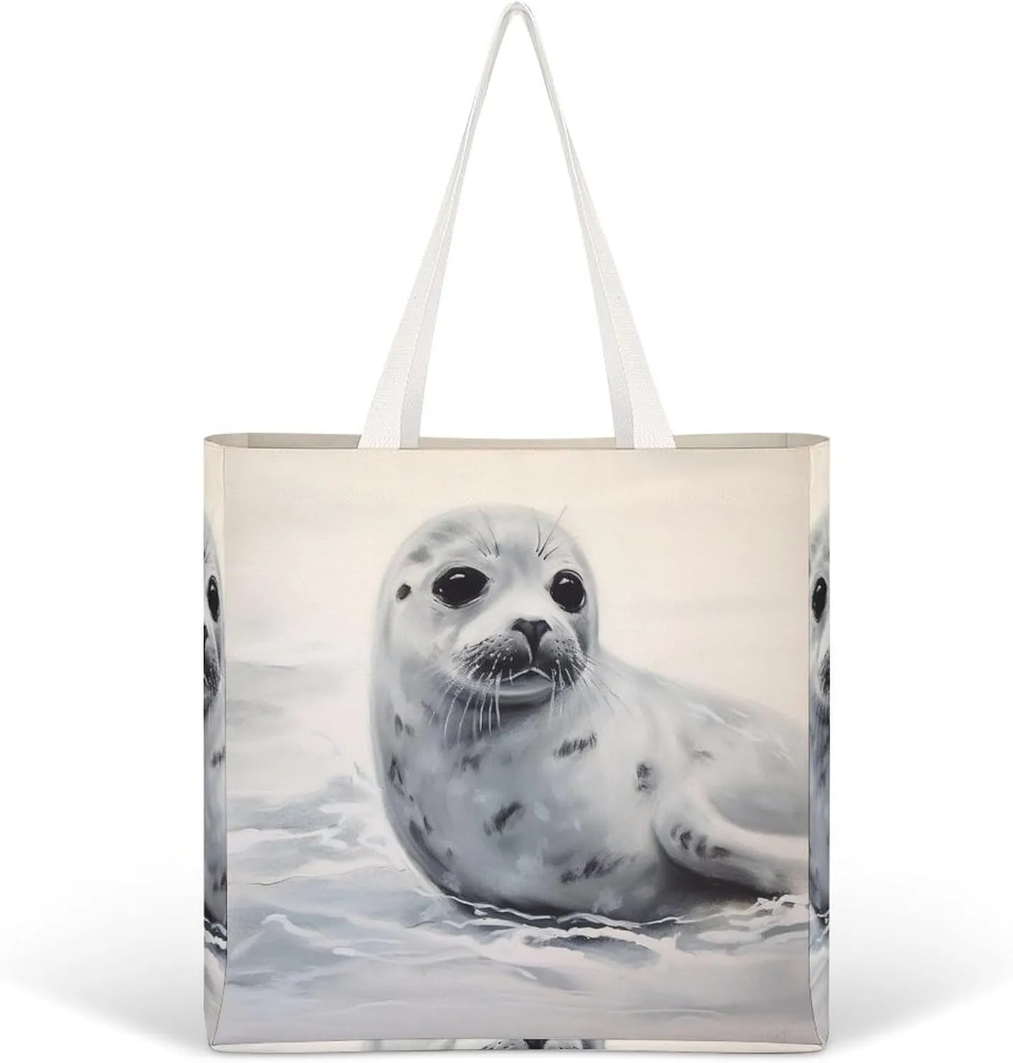 Tote Bag Laptop Handbag Gray Animals Grocery Bag Canvas Shoulder Bag Crossbody Bag for Travel