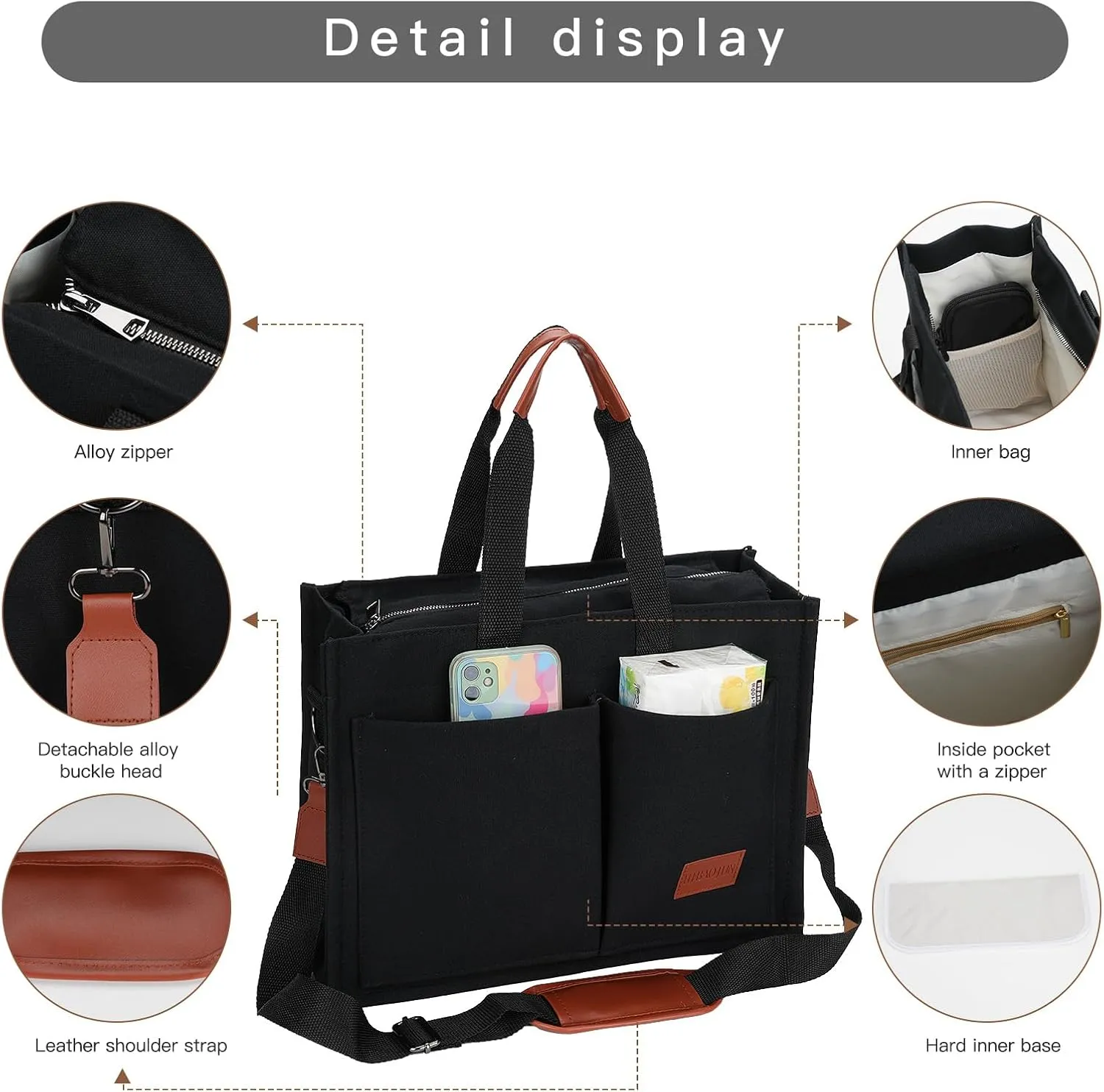 Tote Bag with Compartments Church Bible Bag Laptop Large Tote Bag for Women Nice Gift.