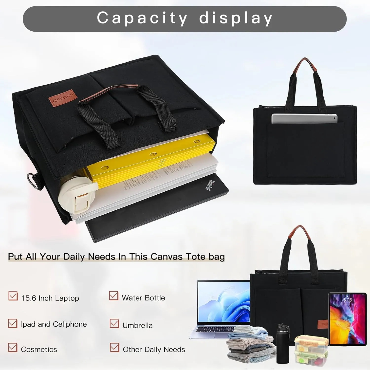 Tote Bag with Compartments Church Bible Bag Laptop Large Tote Bag for Women Nice Gift.