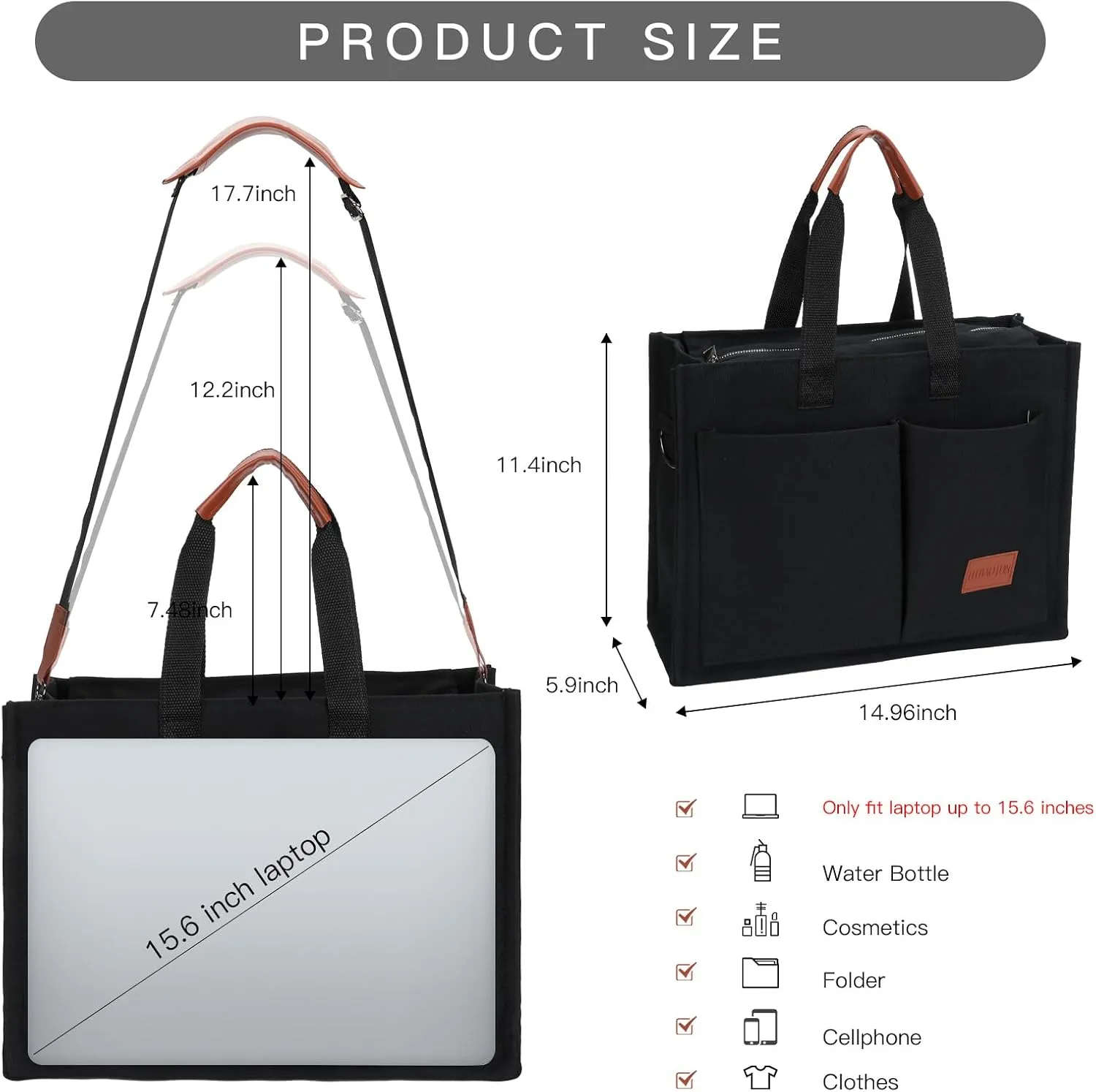 Tote Bag with Compartments Church Bible Bag Laptop Large Tote Bag for Women Nice Gift.