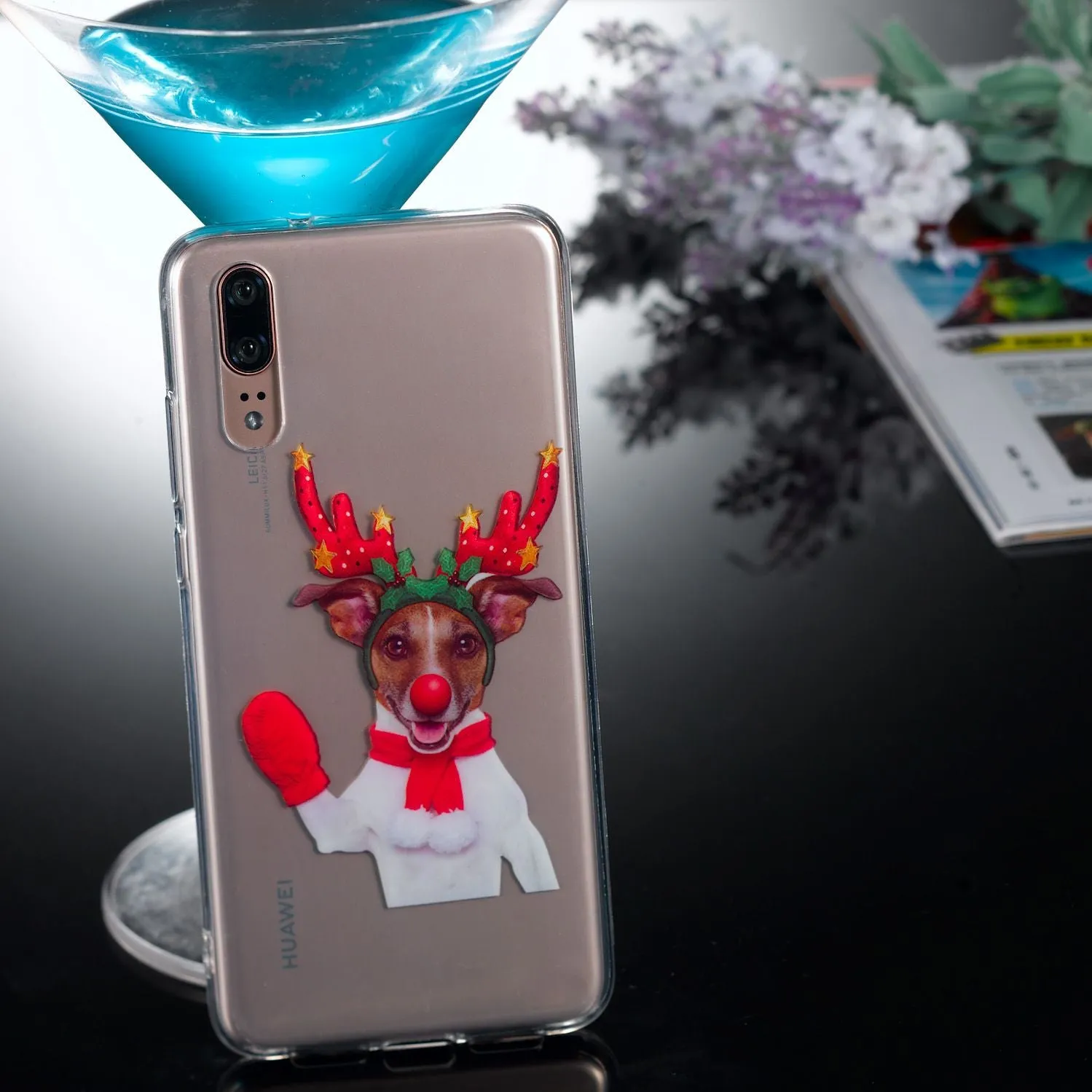 TPU Protective Phone Cover Soft Cute Cartoon Christmas Style Shell for Huawei P20