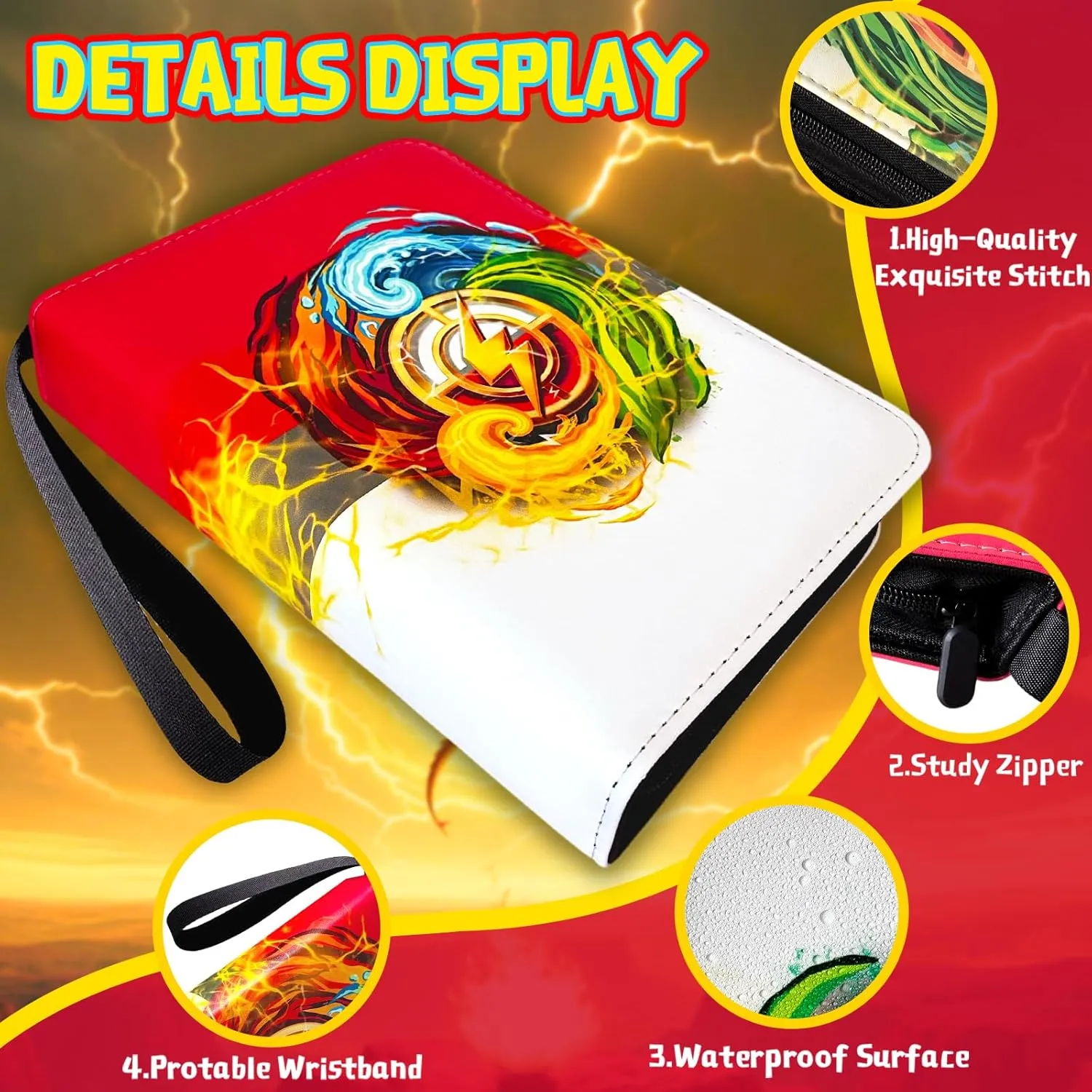 Trading Card Binder for Cards, 4-Pocket Portable Card Collector Ablum Holder Book Fits 400 Cards with 50 Removable Sleeve, Display Storage Carrying Cases for TCG