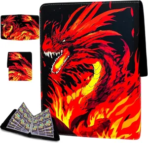 Trading Card Binder for TCG Cards, 9-Pocket Portable Card Collector Ablum Holder Book Fits 720 Cards with 40 Removable Sleeve, Waterproof Card Binder Display Storage Carrying Cases for TCG -Dragon