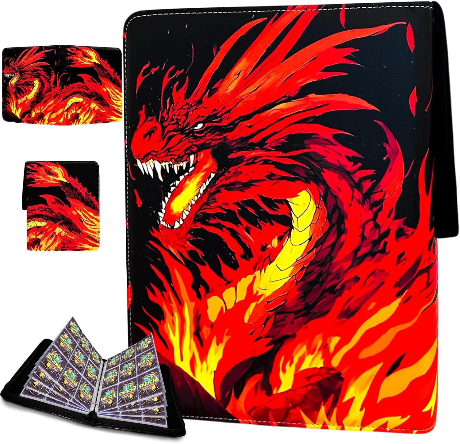 Trading Card Binder for TCG Cards, 9-Pocket Portable Card Collector Ablum Holder Book Fits 720 Cards with 40 Removable Sleeve, Waterproof Card Binder Display Storage Carrying Cases for TCG -Dragon