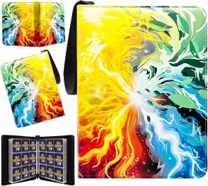 Trading Card Binder for TCG Cards, 9-Pocket Portable Card Collector Ablum Holder Book Fits 900 Cards with 50 Removable Sleeve, Waterproof BKM Card Binder Display Storage Carrying Cases for TCG-Storm