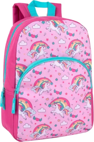 Trail maker 15 Inch Kids Backpacks for Preschool, Kindergarten, Elementary School Boys and Girls with Padded Straps (Rainbow Unicorn Magic)
