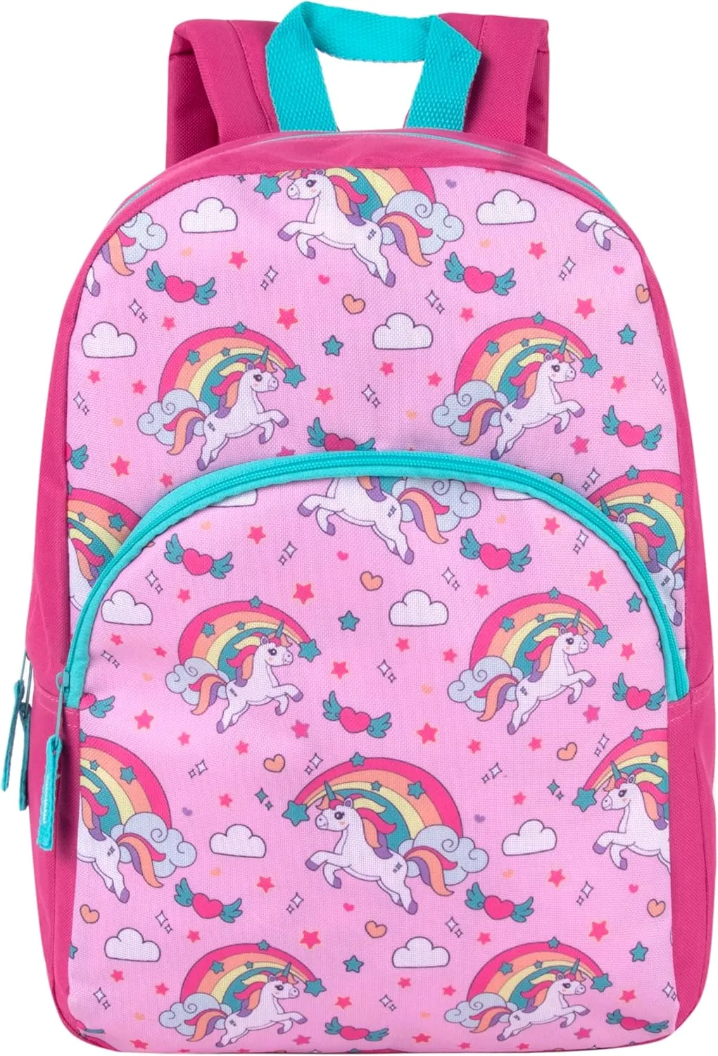 Trail maker 15 Inch Kids Backpacks for Preschool, Kindergarten, Elementary School Boys and Girls with Padded Straps (Rainbow Unicorn Magic)