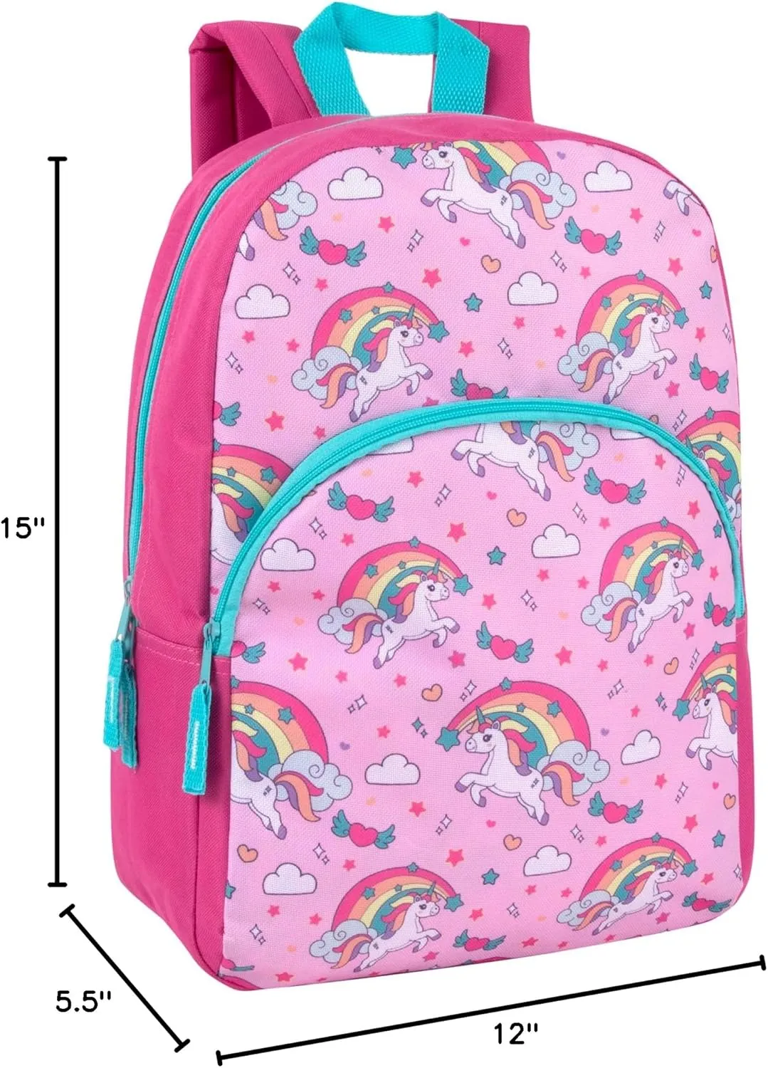 Trail maker 15 Inch Kids Backpacks for Preschool, Kindergarten, Elementary School Boys and Girls with Padded Straps (Rainbow Unicorn Magic)