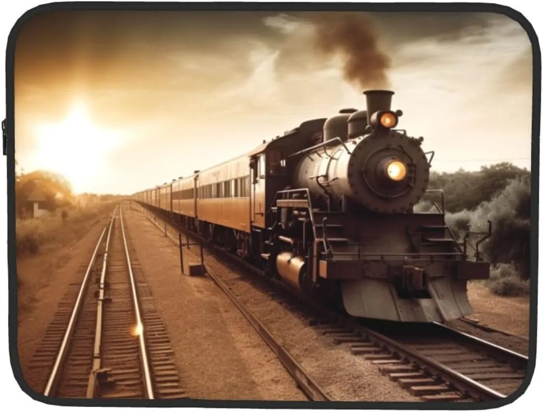 Train and Railway Laptop Sleeve 15 inch Shockproof Protective Computer Carrying Cover Water Resistant Computer Bag Laptop Case Briefcase Handbags Portable Laptop Bag Gifts for Men Women