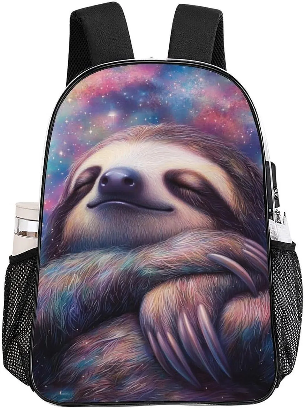 Transparent Daypack Backpack for Sports Travel Running - Big Capacity Anti-Theft Multipurpose Carry On Bag, Blue Nebula Sloth Laptop Book Bag Rucksack