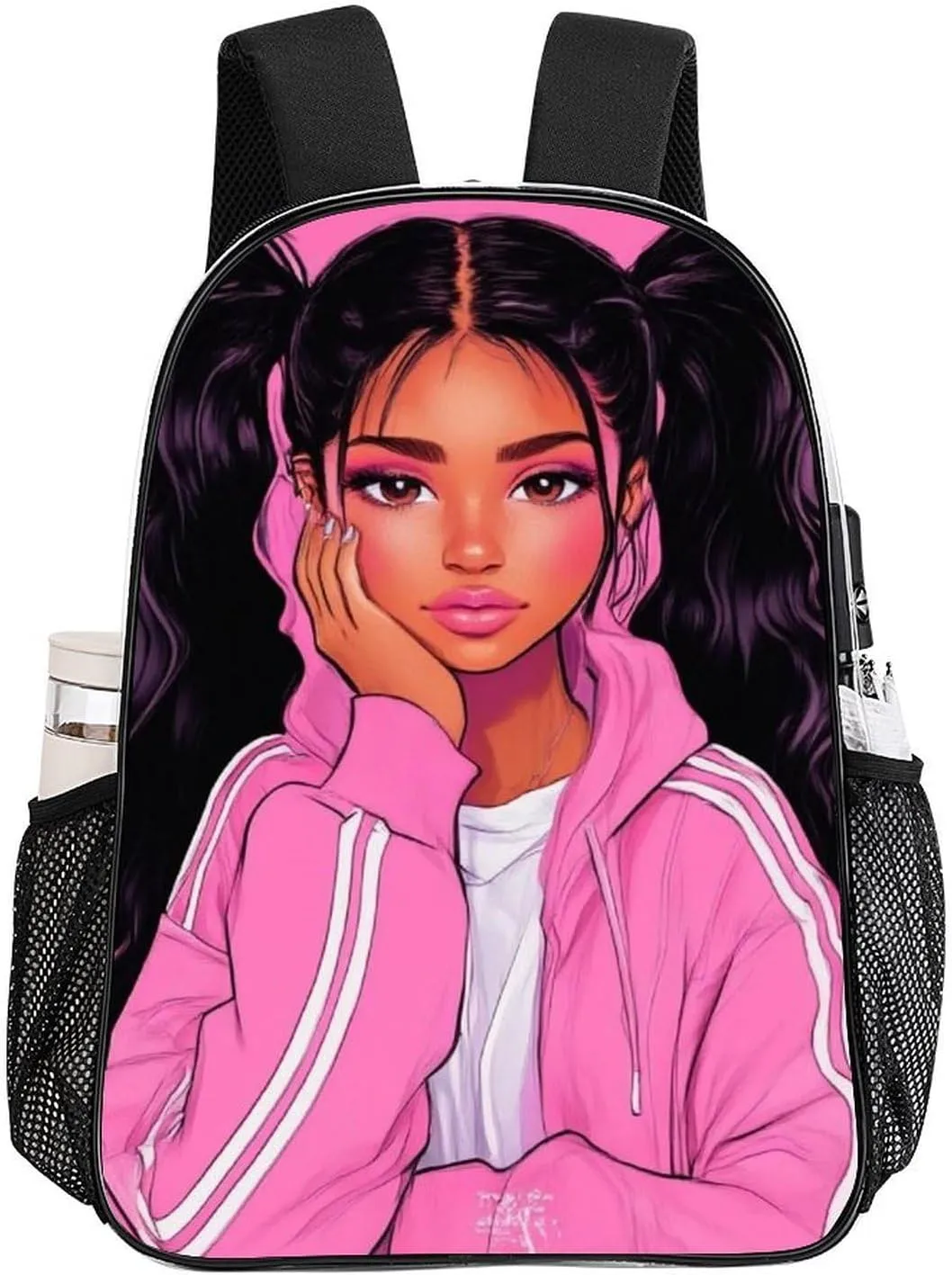 Transparent Daypack Backpack for Trekking Picnic Walking Cycling - Large Capacity Anti-Theft Multipurpose Shoulder Bag, African American Black Woman woman Art Casual Daypack