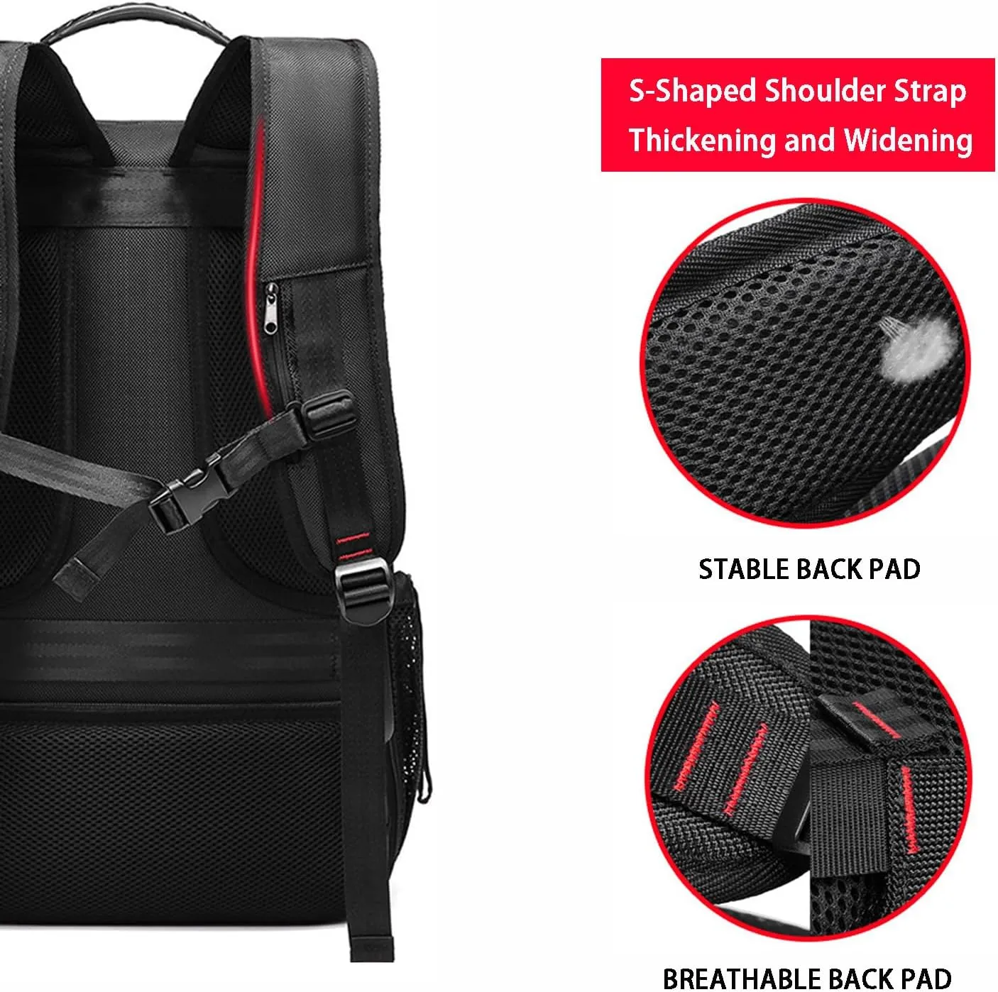 Travel Backpack, Extra Large Backpack for Men, Expandable Backpack with USB Port Anti-Theft Business Work Bag (50L, Black)