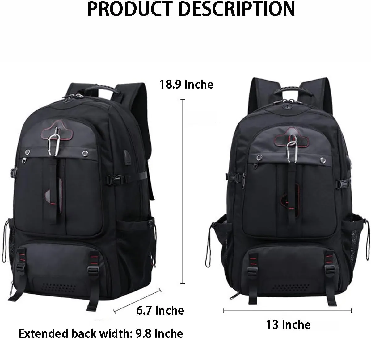 Travel Backpack, Extra Large Backpack for Men, Expandable Backpack with USB Port Anti-Theft Business Work Bag (50L, Green)
