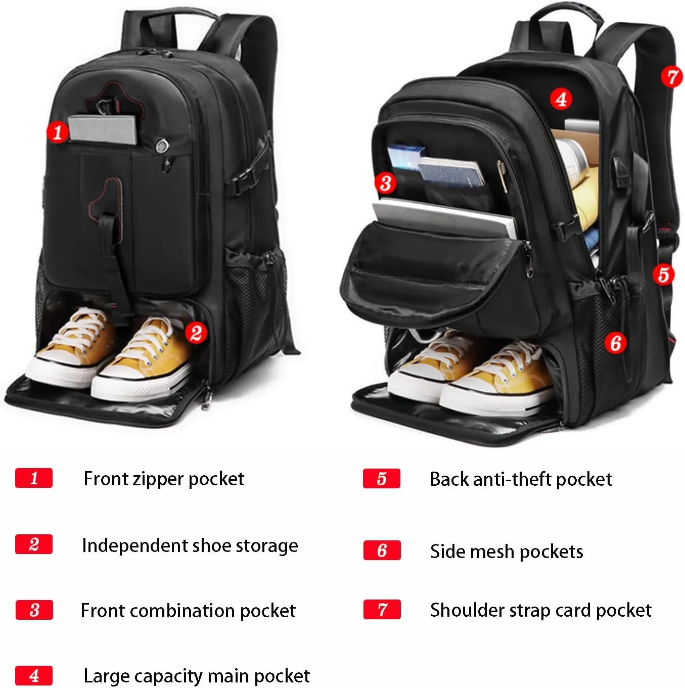Travel Backpack, Extra Large Backpack for Men, Expandable Backpack with USB Port Anti-Theft Business Work Bag (50L, Green)