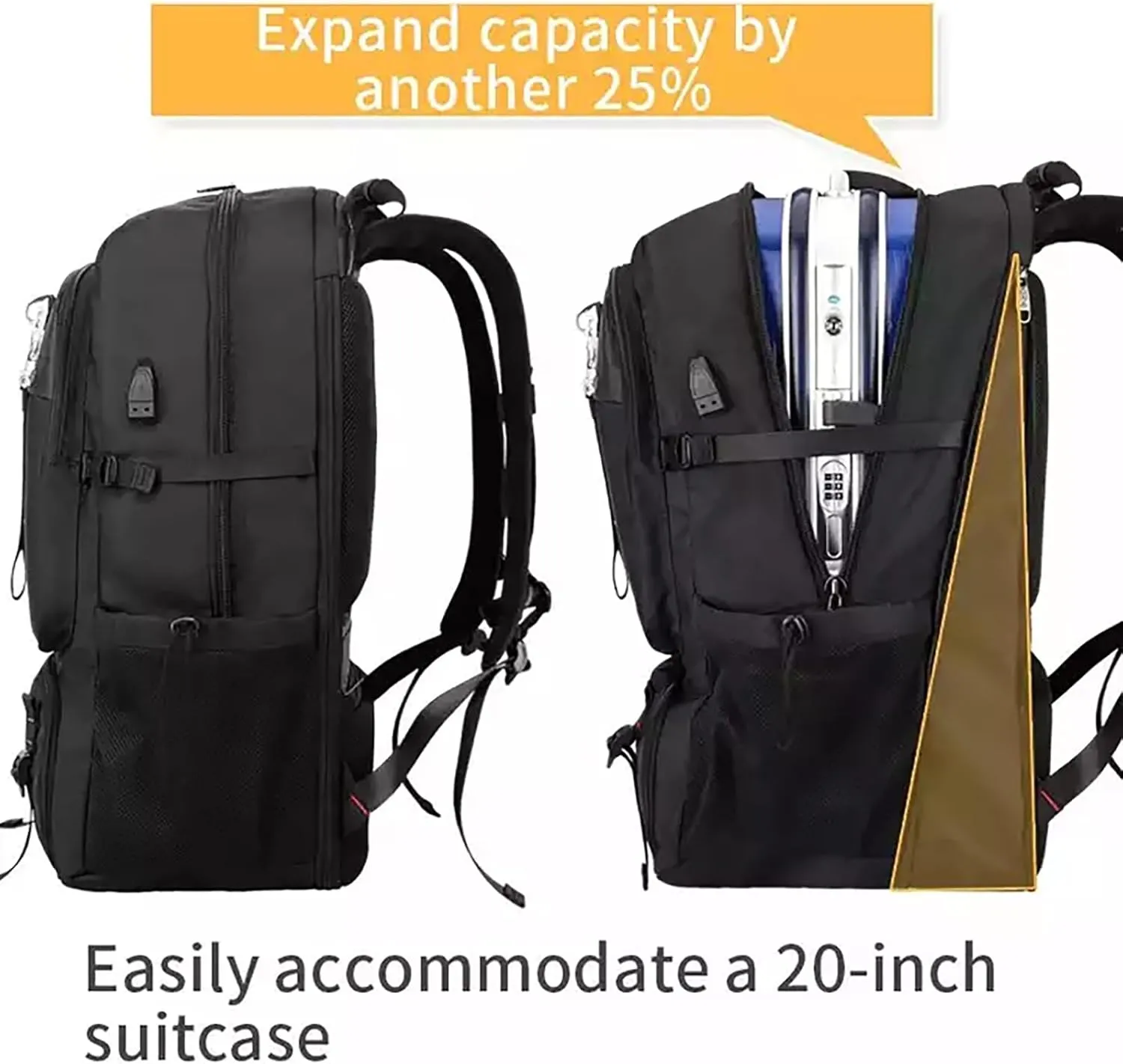 Travel Backpack, Extra Large Backpack for Men, Expandable Backpack with USB Port Anti-Theft Business Work Bag (50L, Green)