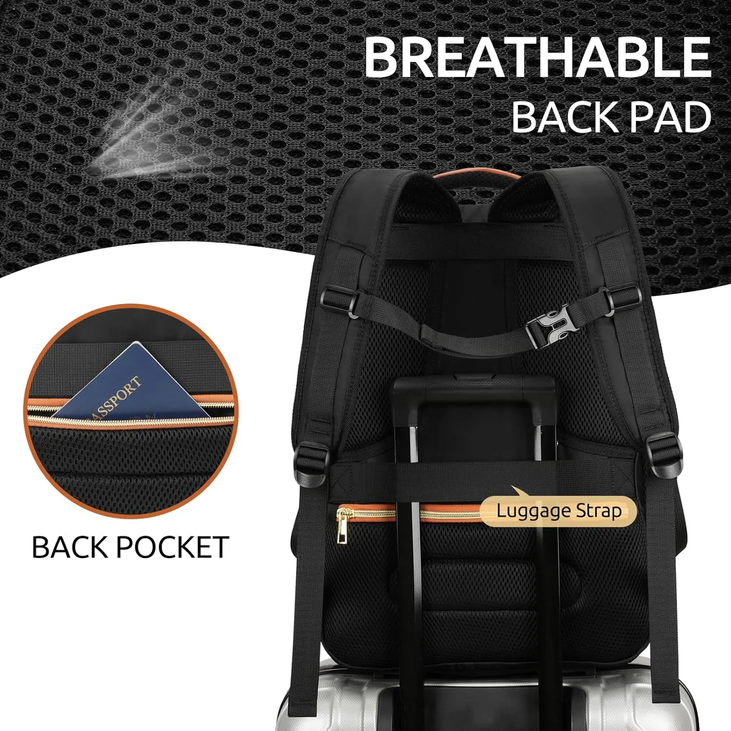 Travel Backpack for Women, 40L Carry On Backpack for Airplanes, Waterproof Large Weekender Overnight Luggage Daypack Airline Approved, Fits 17 Inch Laptop