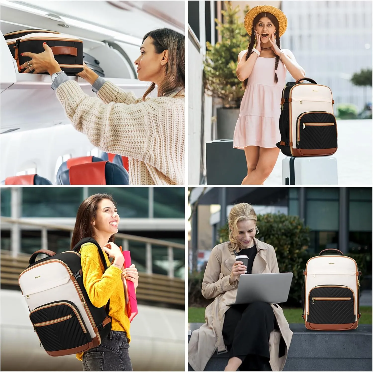 Travel Backpack for Women, 40L Carry On Backpack for Airplanes, Waterproof Large Weekender Overnight Luggage Daypack Airline Approved, Fits 17 Inch Laptop