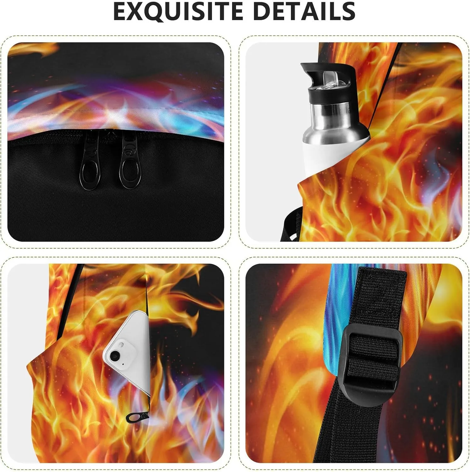 Travel Backpack Laptop Backpack College Computer Bag Gift Blue and Red Fire Dragons for Men & Women