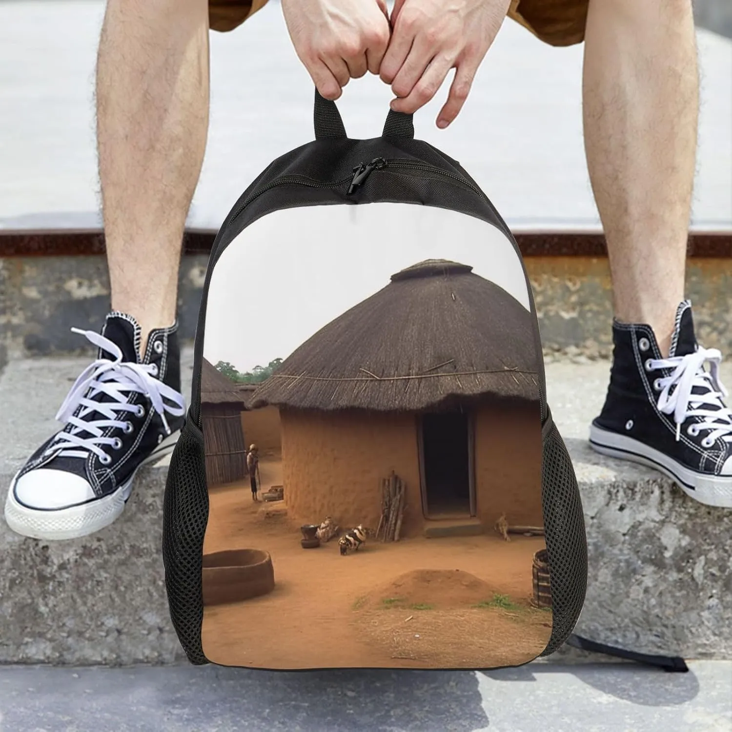 Travel Backpack Traditional housing in ghana Carry on Backpack Lightweight Business 16inches Laptop Backpack for Men Women