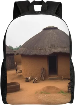 Travel Backpack Traditional housing in ghana Carry on Backpack Lightweight Business 16inches Laptop Backpack for Men Women