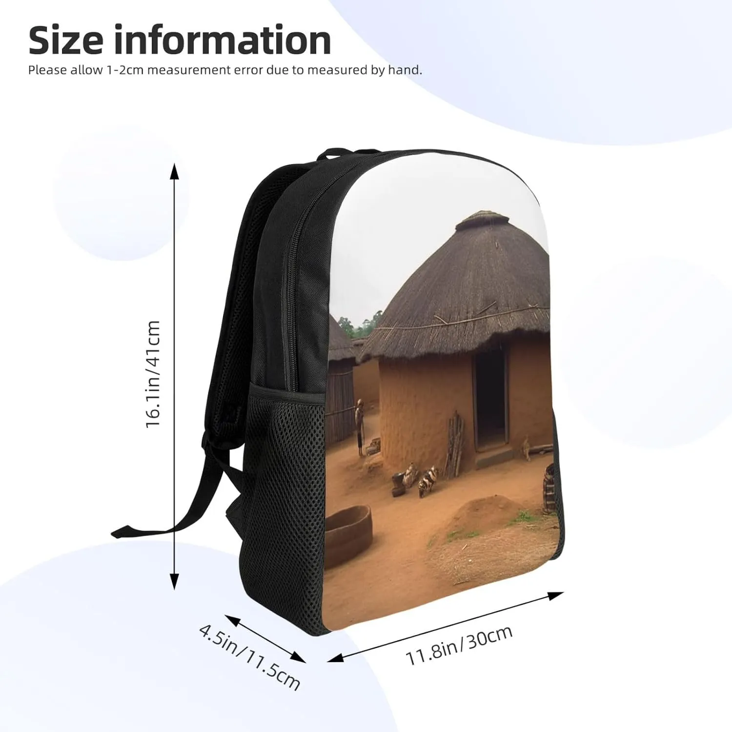 Travel Backpack Traditional housing in ghana Carry on Backpack Lightweight Business 16inches Laptop Backpack for Men Women